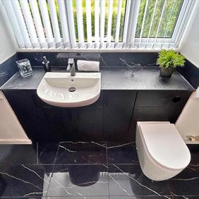 Marquina Smart Polished tiles - Mr & Mrs Hornsby