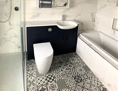 Utopia Azure Blue Furniture & Zehnder Prussian Blue Radiator - Mr & Mrs Vadar